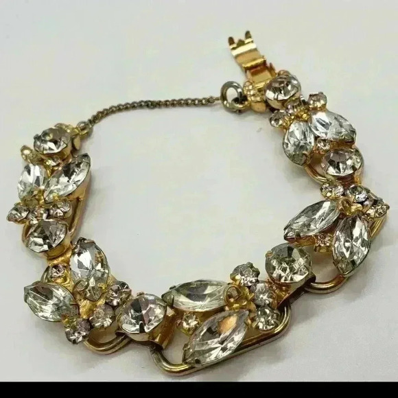 Vintage Bracelet D&E JULIANA big Chunky Rhinestone Gold 7 Link RARE Statement - Picture 6 of 7
